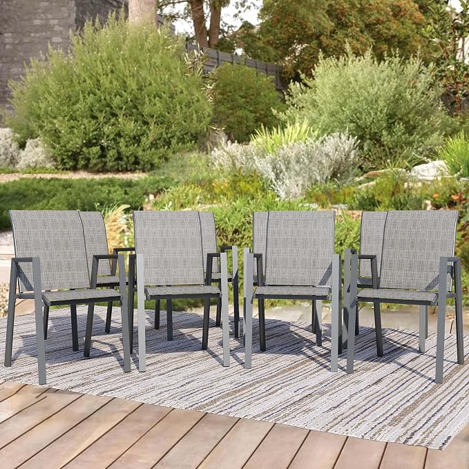 Outdoor Patio Chairs Set of 8, Lightweight Patio Set by Home