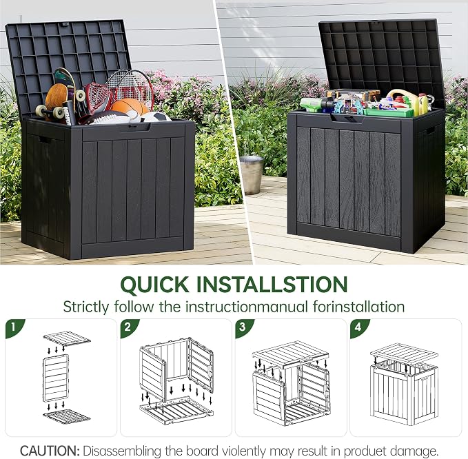 Deck Box, 35 Gallon Resin Indoor and Outdoor Storage Boxes Waterproof - Image 3
