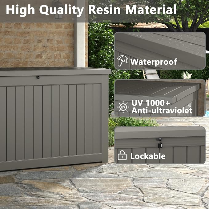 280 Gallon Outdoor Storage Box, Resin Deck Boxes Indoor and outdoor, Waterproof - Image 3