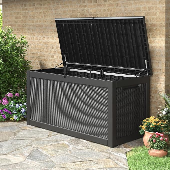 330 Gallon Outdoor Storage Box, Resin Large Deck Box Outdoor Waterproof Storage by KAMABOKO