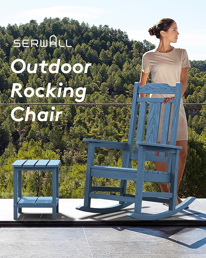 SERWALL HDPE Oversized Outdoor Rocking Chairs Set of 2, Patio Rocker, All - Image 6