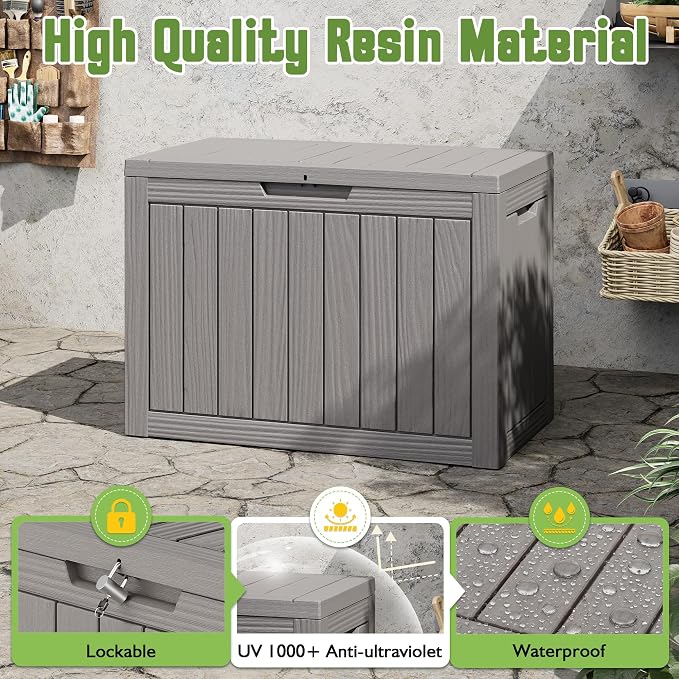 55 Gallon Outdoor Storage Box, All-Weather Resin Deck Box Outdoor Waterproof - Image 3