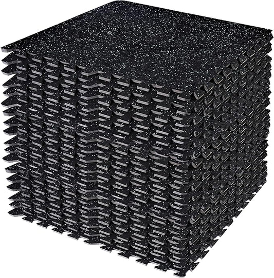 Sivan Fitness 1/2" Thick Rubber Top High-Density EVA Foam Gym Flooring for Home Gym - 48 Sq Ft Exercise Mat Tiles for Workout, Yoga, MMA, Heavy Exercise Equipment Mat - 12 Interlocking Gym Floor Mat