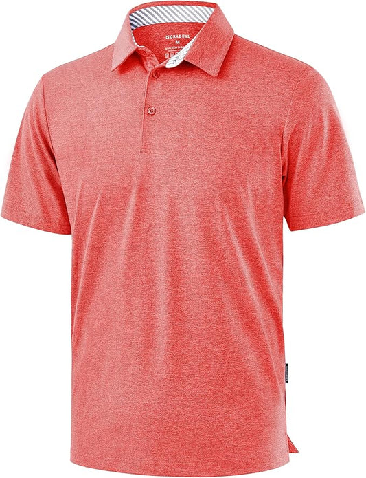 Golf Shirts Heather Polo Short Sleeve Dry Fit Lightweight Moisture Wicking Collared Shirts Casual Athletic Business