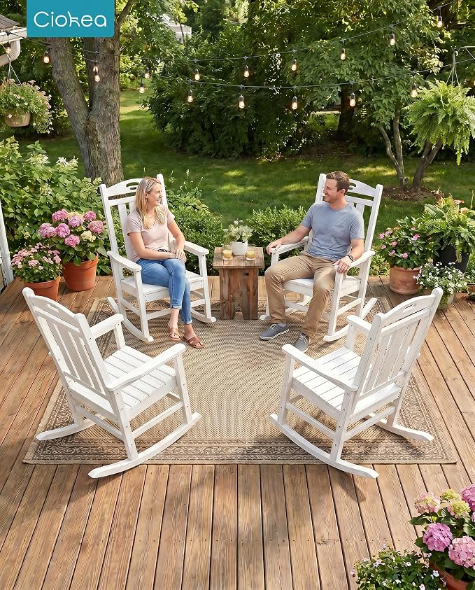 Oversized Outdoor Rocking Chairs Set of 6, 380lbs Heavy-Duty Large Patio Rocker - Image 2