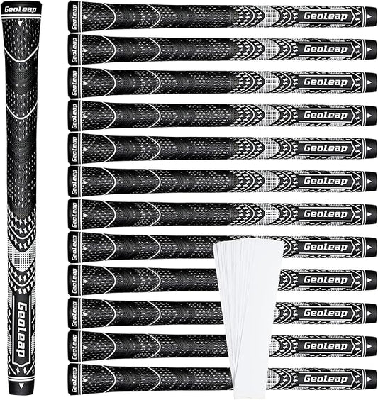Geoleap Golf Grips Set of 13- Grips with Tapes and with All Repair Kits for Choice,Hybrid Golf Club Grips,Standard/Midsize,All Weather Contral, High Feedback & Traction.