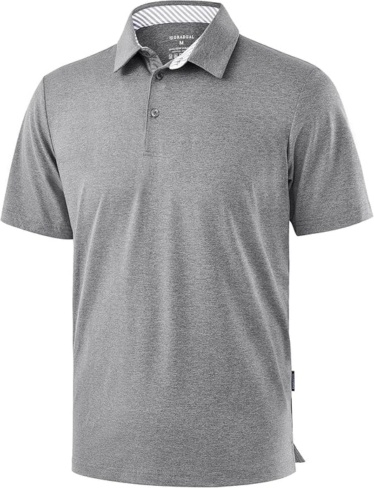 Golf Shirts Heather Polo Short Sleeve Dry Fit Lightweight Moisture Wicking Collared Shirts Casual Athletic Business