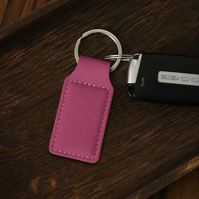 LaserGram Rectangle Keychain, Coat of Arms Germany, Personalized Engraving Included (Pink)