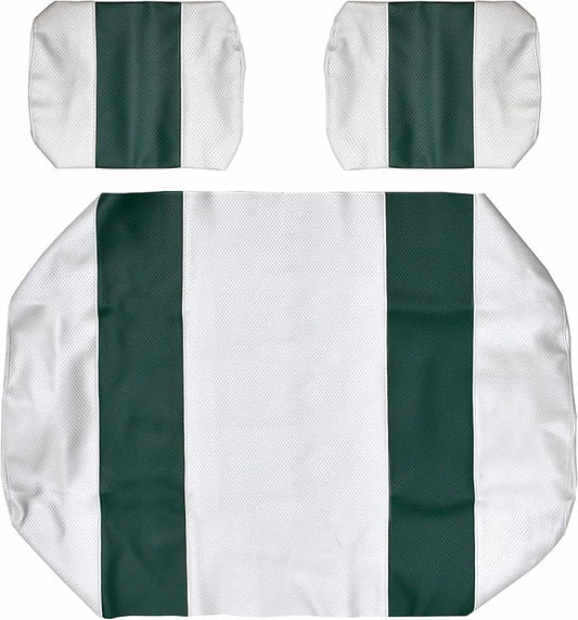 Seat Cover Replacement for Yamaha G-16/G-22 Golf Cart - Front Bench Seat - Premium Marine Vinyl - 5 Panel Stitching - Staple On Installation - Two-Tone Golf Cart Seat Covers (White & Green)