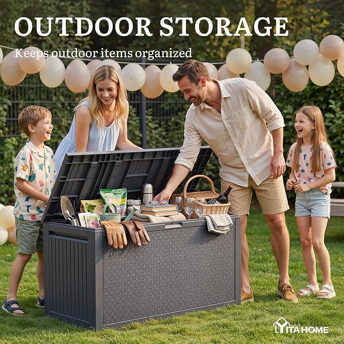 YITAHOME 95 Gallon Large Outdoor Deck Box | Lockable Waterproof Resin Storage - Image 6