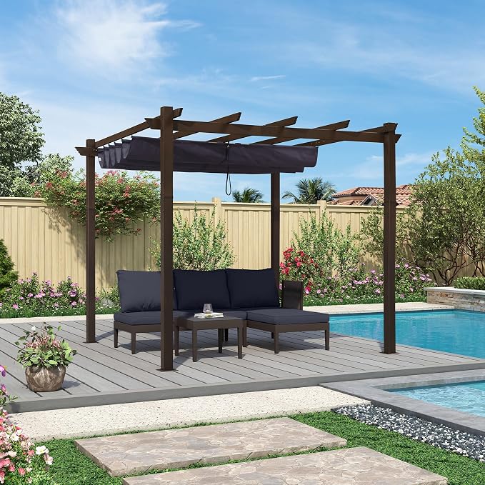 PURPLE LEAF Pergola 10' x 10' Retractable Canopy Metal Frame, All-aluminum - Image 8