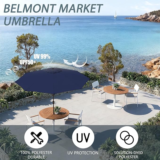 9FT Large Outdoor Patio Umbrella Market Table Umbrella-UV Resistant, Easy Push - Image 3