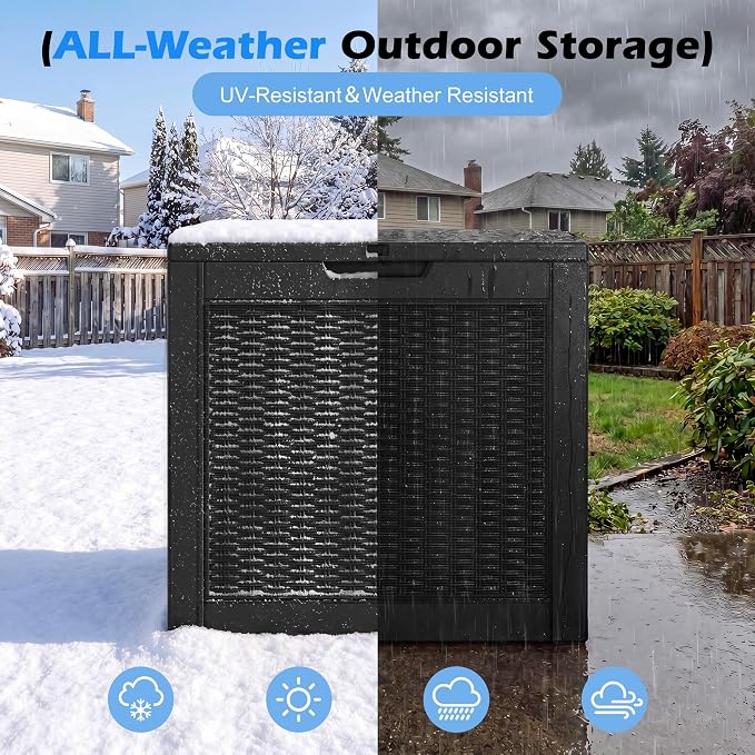 Outdoor Storage Box, 31 Gallon Resin Deck Boxes Outdoor Waterproof - Image 4