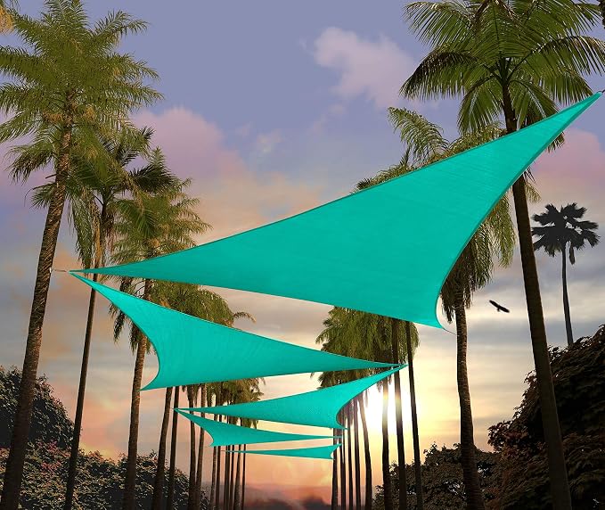 Amgo 28' x 28' x 28' Turquoise Triangle Sun Shade Sail Outdoor Canopy Awning by Amgo
