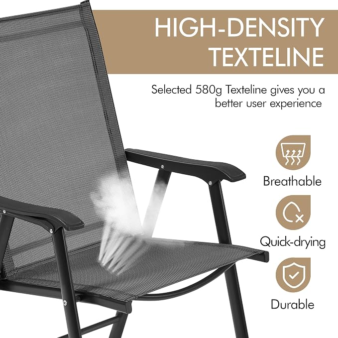 Yaheetech Patio Chairs Set of 4 Outdoor Foldable Dining Chairs, Comfortable - Image 7