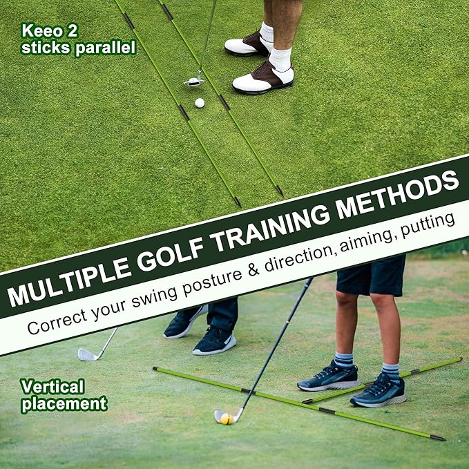 Kulamait 2 Pack Golf Alignment Sticks,Collapsible Golf Alignment Rods 48" Golf Practice Sticks Golf Training Aid for Aiming,Putting,Golf Training Sticks with Clear Tube Case