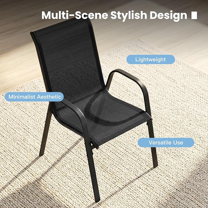 DIFY Patio Chairs Set of 6, Stackable Outdoor Dining Chairs Set - Image 6