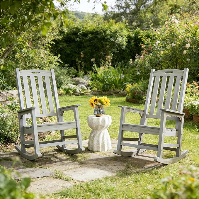 Oversized Outdoor Rocking Chair, HDPE Porch Rocker | High Back Rocking Chairs - Image 2