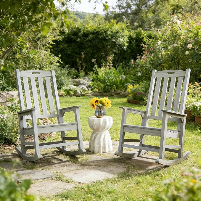 Outdoor Rocking Chair Set of 2, Oversized Porch Rocker | Weather Resistant - Image 2