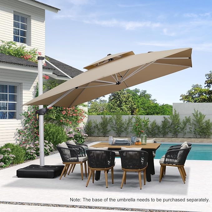 PURPLE LEAFCantilever Patio Umbrellas 12' x 12' Large Double Top, 3-Yr - Image 2