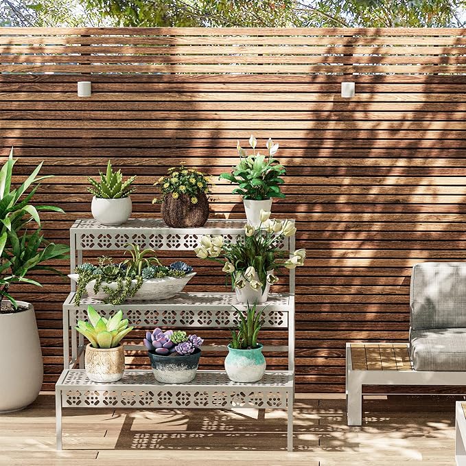 3-Tier Rectangular Metal Plant Stand, Ladder Flower Pot Rack | 3-tier stair - Image 5