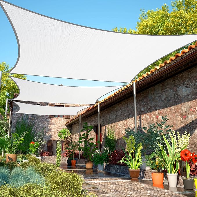 14' x 18' White Sun Shade Sail Rectangle SMSLR Canopy Fabric Cloth Screen by ShadeMart