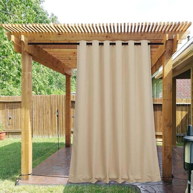 NICETOWN Outdoor Curtains for Patio Waterproof W84xL84 Biscotti Beige | Gazebo by NICETOWN