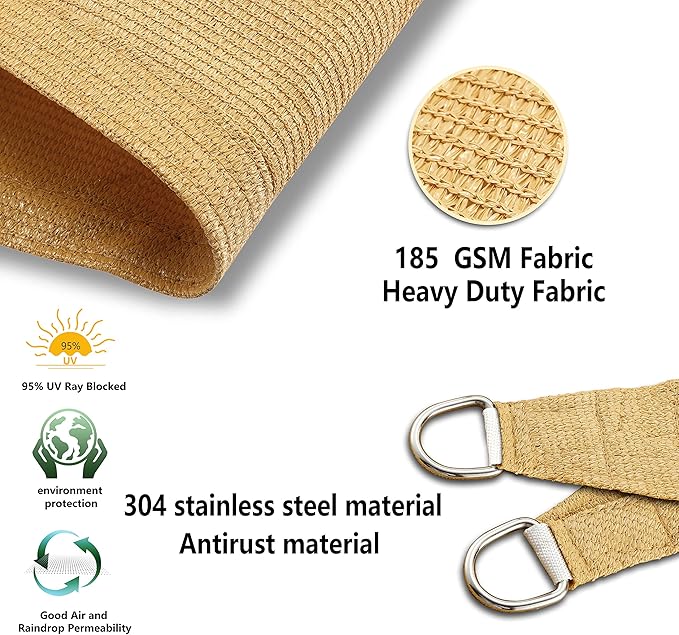 Tronssien Rectangle 6'x10' Sun Shade Sail, 95% UV Blockage Canopy Awning - Image 4