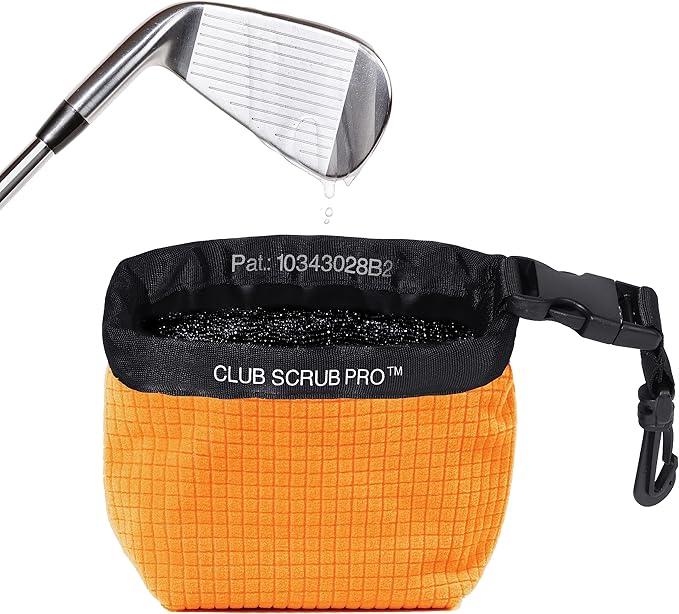 Club Scrub Golf Club and Golf Ball Cleaning Bag, Waterproof Clean Face Technology Liner, Detachable Clip, Machine Washable, Cleans Club Grooves, Dry Exterior (Neoprene or Microfiber Option Available)
