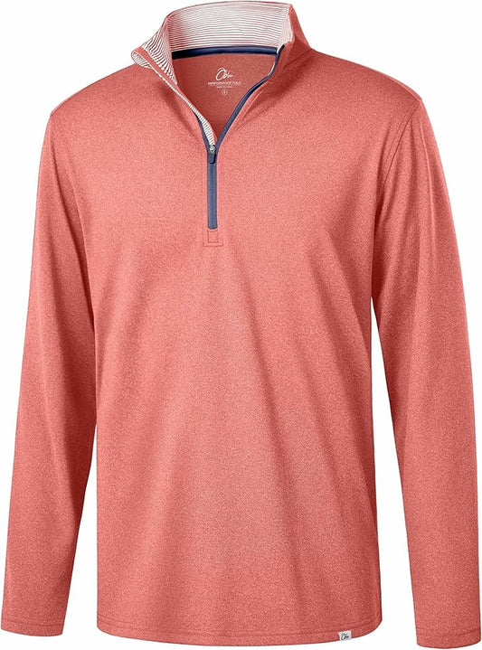 Obla Golf Quarter Zip Pullover Men Fleece Mock Neck Sweatshirt Winter Warm 1/4 Zip Long Sleeve Golf Shirt