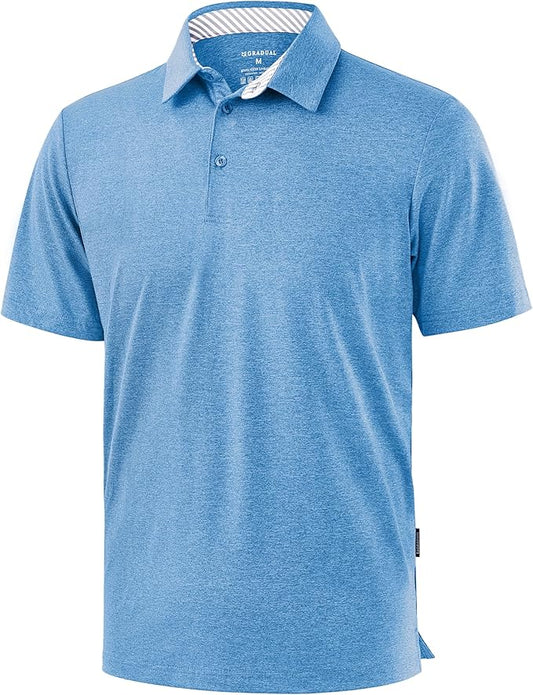 Golf Shirts Heather Polo Short Sleeve Dry Fit Lightweight Moisture Wicking Collared Shirts Casual Athletic Business