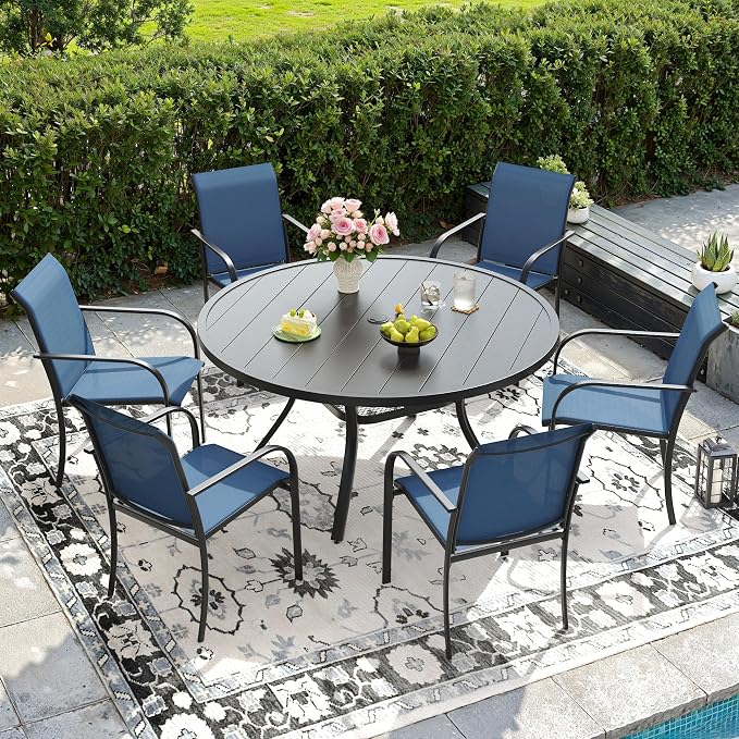 DIFY Patio Dining Chairs Set of 6, Stackable Outdoor Metal Chairs - Image 2