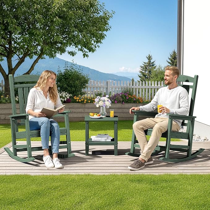 SERWALL Outdoor Rocking Chair Set of 4, Patio Rocking Chair, Porch Rocker - Image 2