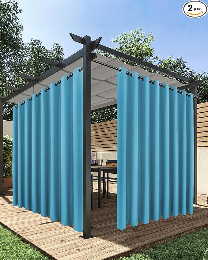 Extra Wide Outdoor Curtains for Patio Waterproof 2 Pcs 110x84 Inch Teal | by HolidayIdeas