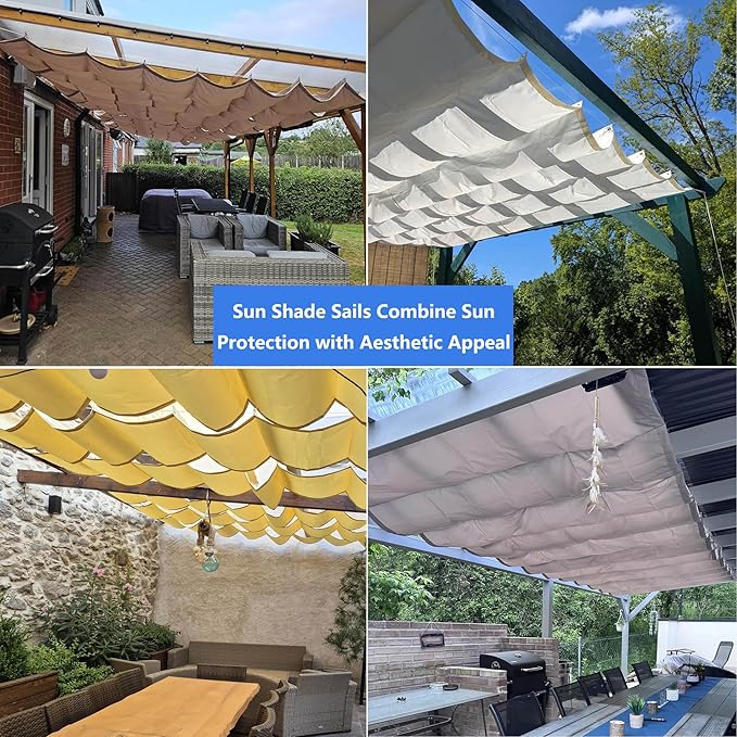 Retractable Wave Sun Shade Sail Waterproof 8' x 27' Sun Shade - Image 6