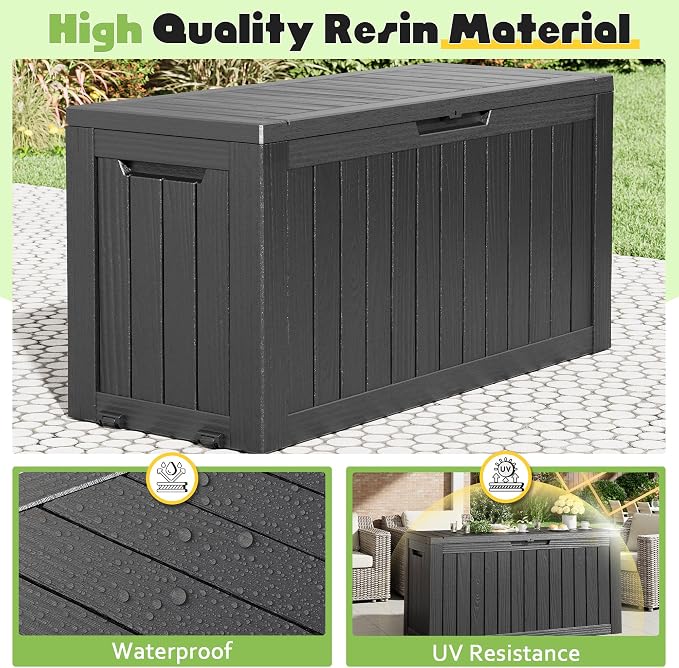 Deck Box, 82 Gallon Resin Indoor and Outdoor Storage Box Waterproof - Image 5