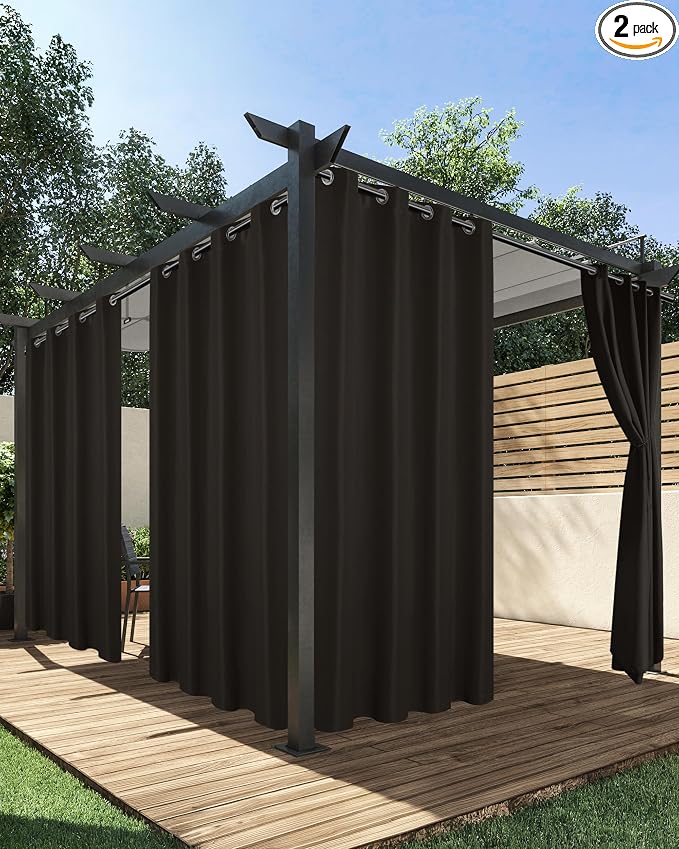 Outdoor Curtains for Patio Waterproof 2 Pcs 54x120 Inch Chocolate | Poolside by HolidayIdeas