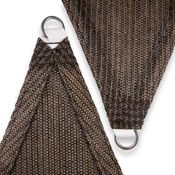 Amgo Custom Size 15' x 15' x 15' Brown Triangle Sun Shade Sail UPF50+ AGTAPT12 - Image 8