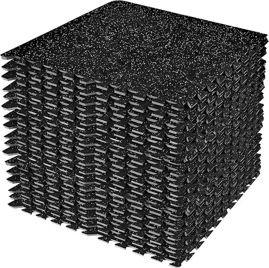 Sivan Fitness 1/2" Thick Rubber Top High-Density EVA Foam Gym Flooring for Home Gym - 48 Sq Ft Exercise Mat Tiles for Workout, Yoga, MMA, Heavy Exercise Equipment Mat - 12 Interlocking Gym Floor Mat