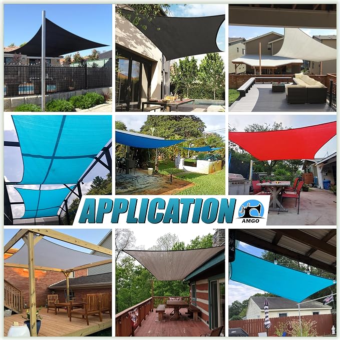 Amgo Custom Size 16' x 24' Turquoise Rectangle Square Sun Shade Sail UPF50+ - Image 4