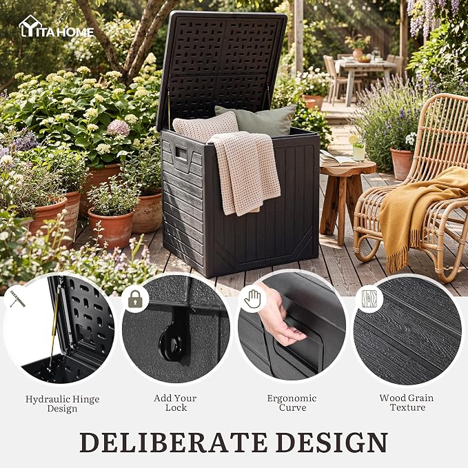 YITAHOME 150 Gallon Large Outdoor Storage Box w/Double Wall | Waterproof Deck - Image 3