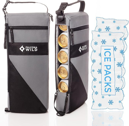 Golf Cooler Bag Plus 2 Ice Packs - Keeps Drinks Cold for Hours - Holds 6 Cans - Fits Discreetly in Golf Bags - Insulated Beer Sleeve and Cooler Accessories