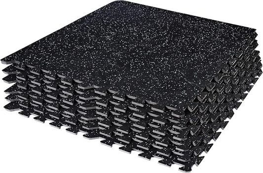 Sivan Fitness 1/2" Thick Rubber Top High-Density EVA Foam Gym Flooring for Home Gym - 48 Sq Ft Exercise Mat Tiles for Workout, Yoga, MMA, Heavy Exercise Equipment Mat - 12 Interlocking Gym Floor Mat