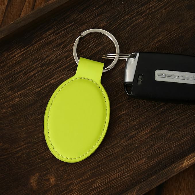 LaserGram Oval Keychain, Golf Ball, Personalized Engraving Included (Neon Green)