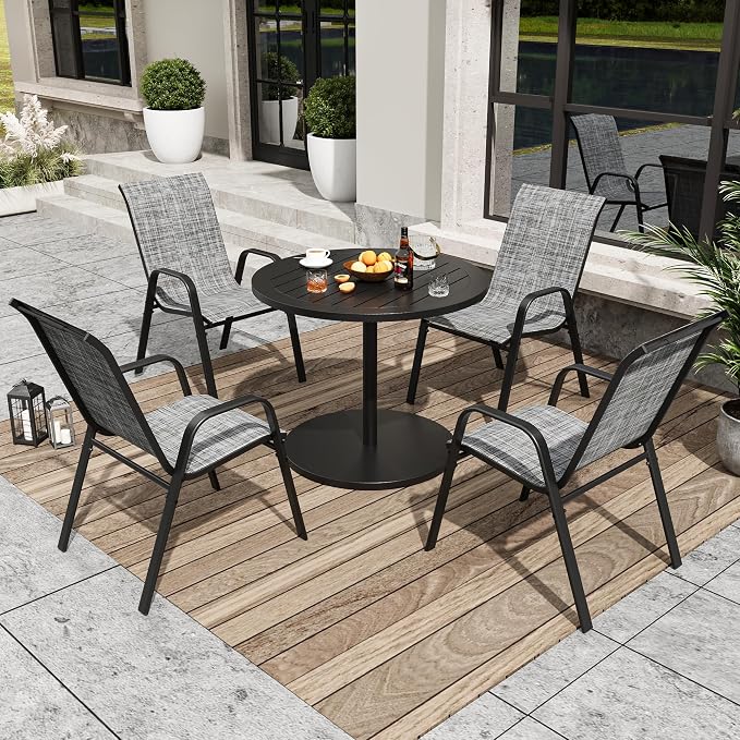 Patio Dining Chairs Set of 4 Outdoor Stackable Dining Chairs - Image 2