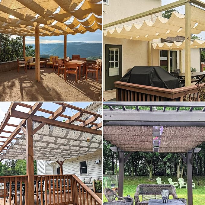 Windscreen4less 4' x 30' Retractable Sun Shade Canopy Cover Sliding Wave Shade - Image 2