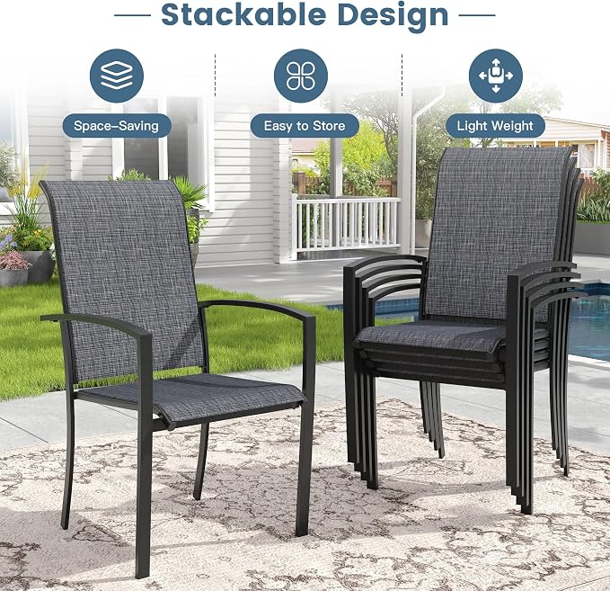 DIFY Patio Chairs Set of 4, Stackable Outdoor Dining Chairs - Image 4