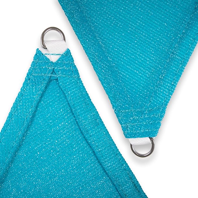 Amgo Custom Size 15' x 15' x 15' Turquoise Triangle Sun Shade Sail UPF50+ - Image 8