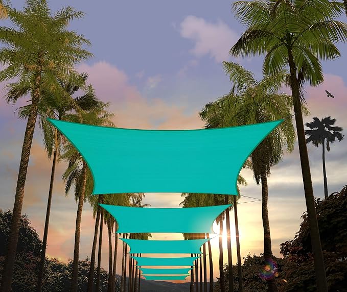 Amgo Custom Size 9' x 24' Turquoise Rectangle Square Sun Shade Sail UPF50+ by Amgo