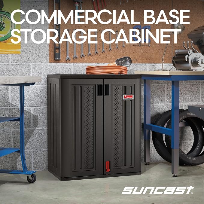 Suncast 30" Heavy-Duty Resin Outdoor Storage Cabinet, Dark Gray - Image 4
